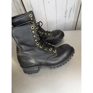 Vintage HH Double H Combat Boots Black Engineer Distressed Men’s 6 Womens 8
